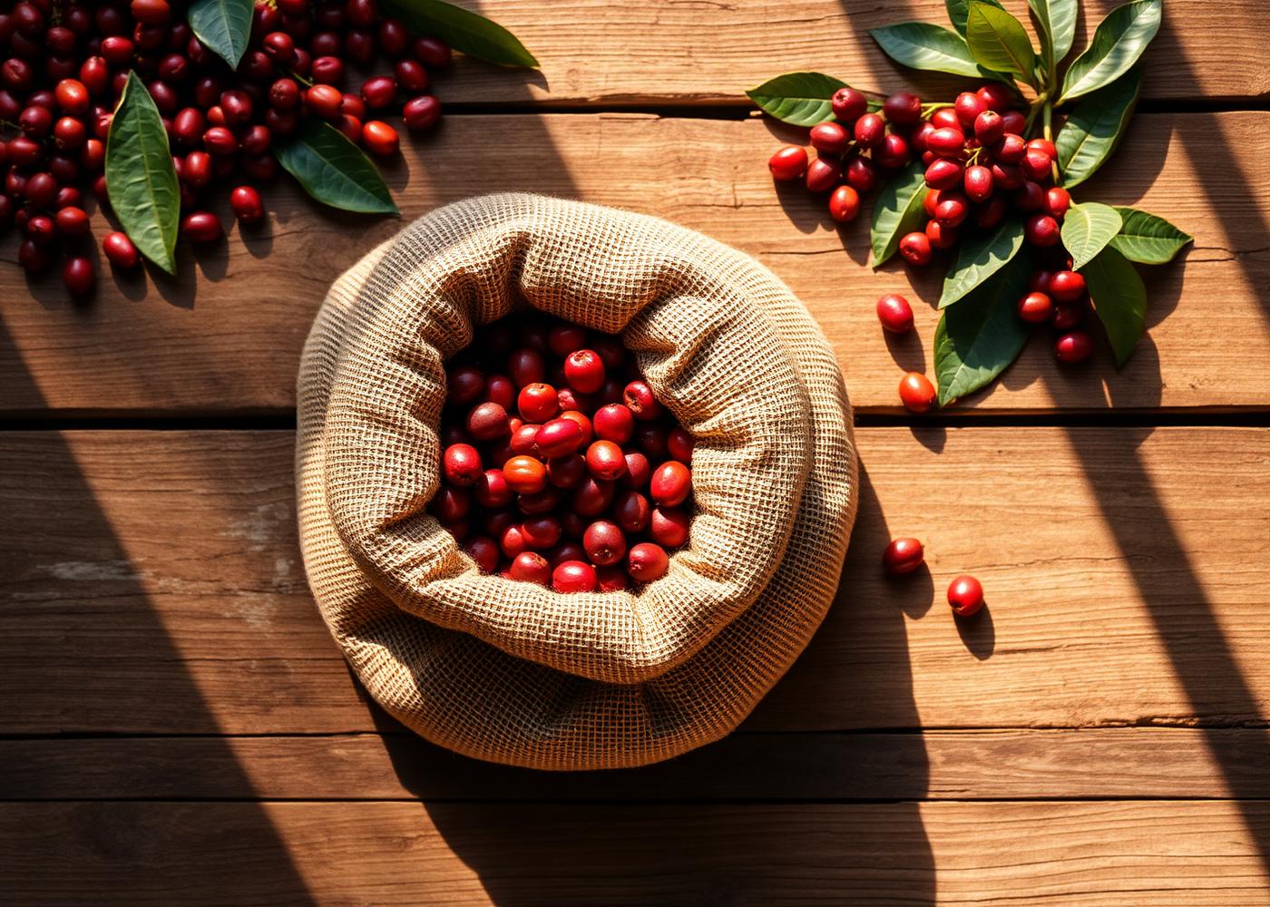 Colheita de cerejas de café em fazenda brasileira
